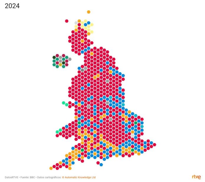 Bei den britischen Wahlen 2024 gewinnt Keir Starmer den historischen Labour-Sieg und beendet damit die 14-jährige konservative Herrschaft im Vereinigten Königreich